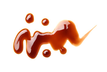 Drops of soy sauce on white background