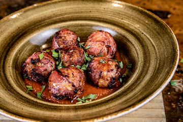 Typical colombian food, chorizo meatballs