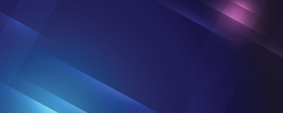 Abstract modern blue background with bright elements, parallel lines and geometric shape in vector illustration. 