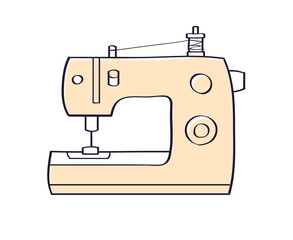 Electric sewing machine isolated vector illustration