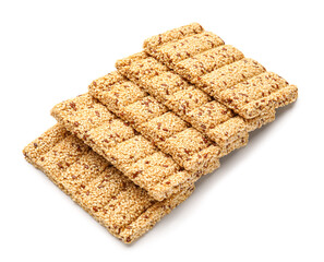 Delicious sesame kozinaki isolated on white background