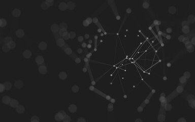 Abstract background. Molecules technology with polygonal shapes, connecting dots and lines. Connection structure. Big data visualization.