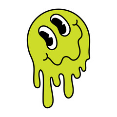 Isolated colored bizarre retro happy face emote Vector