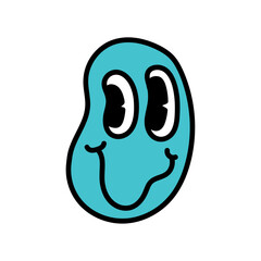 Isolated colored bizarre retro happy face emote Vector