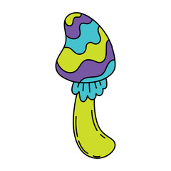 Isolated colored 60s groovy mushroom graffiti emote Vector