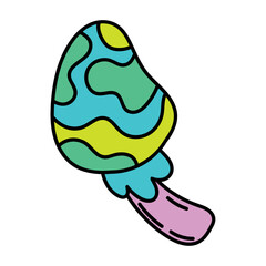 Isolated colored 60s groovy mushroom graffiti emote Vector