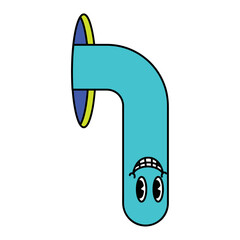 Isolated colored 60s groovy worm emote graffiti Vector