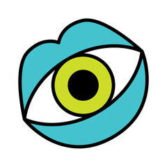 Obraz premium Isolated colored 60s groovy eye emote graffiti Vector