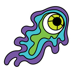 Isolated colored 60s groovy eye emote graffiti Vector