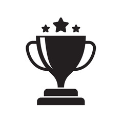 Trophy icon with glyph style isolated on white background