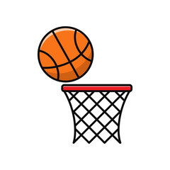 Basketball icon with linear color style isolated on white background