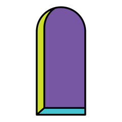 Isolated colored 60s groovy door icon Vector