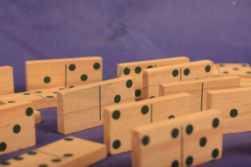 dominoes on blue background