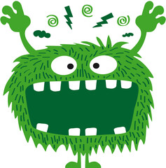 grünes Monster mit Schielaugen