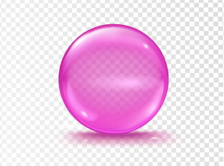 Pink transparent bubble on a transparent background. Vector illustration