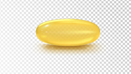 Yellow transparent tablet - capsule on a transparent background. Vector illustration - obrazy, fototapety, plakaty