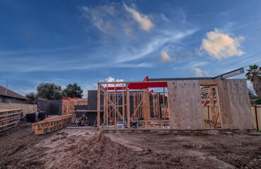 Construction of a Brick house in Suburban Melbourne Victoria Australian 