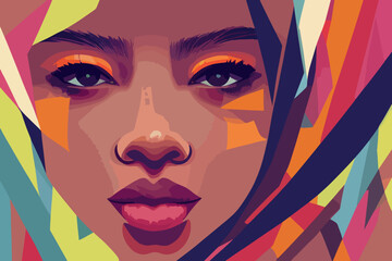 A woman's face displays a tolerant attitude toward multiracialism