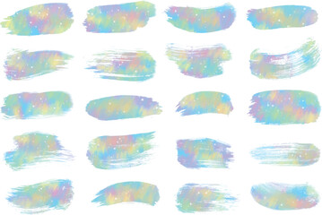 Obraz premium set of different brush shapes with blue rainbow pastel colors