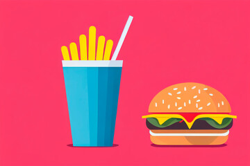 Hamburger French Fries. illustration