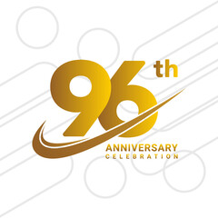 96th anniversary celebration, golden anniversary celebration logo type isolated on white background, vector illustration