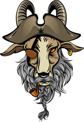 goat pirate in a pirate hat and eye patch