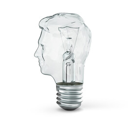 Light bulb in form of head. 3d illustration