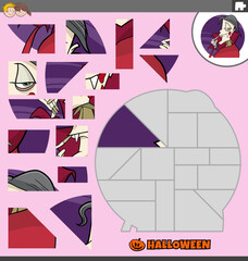 jigsaw puzzle with cartoon vampire character on Halloween