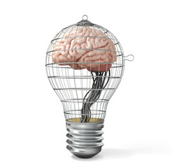 Light bulb in form of head. 3d illustration