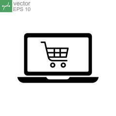 online shopping icon solid. Shopping Cart. Trolley bag for sale, purchase or buy in e commerce retail shop platform. internet market symbol. Vector illustration. Design on white background. EPS 10