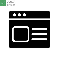 Web window icon solid. Internet browser web page outline. Linear style sign for mobile concept, web design. Browser window simple line, logo. Vector illustration Design on white background. EPS 10