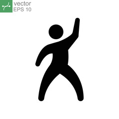 Dancer dancing icon. Human figure Thin line black dancing motion. Gymnastics Activities for Icon Health and Fitness Community. Sport Symbol. solid Vector illustration Design on white background EPS 10
