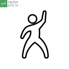 Dancer dancing icon. Human figure Thin line black dancing motion. Gymnastics Activities for Icon Health and Fitness Community. Sport Symbol. line Vector illustration Design on white background. EPS 10