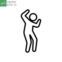 Dancer dancing icon line in trendy style. man hearing and dancing simple element can be use for web and mobile. Annoyed human in happy walking. Vector illustration. Design on white background. EPS 10