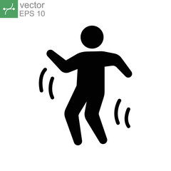 Dancer dancing icon solid. Human figure in dance pose. Energetic person in street walking, annoyed man, trendy flat from activities collection. Vector illustration. Design on white background. EPS 10