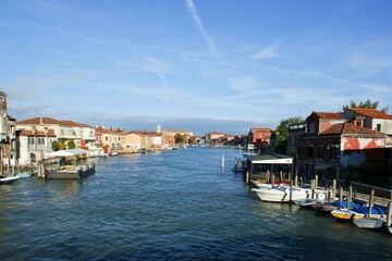 Fototapeta na wymiar Canal Grande di Murano Water Sky Cloud Boat Watercraft