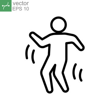 Dancer dancing icon line. Human figure in dance pose. Energetic person in street walking, annoyed man, trendy flat from activities collection. Vector illustration. Design on white background. EPS 10