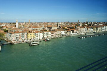 Fototapeta na wymiar Venice Water Sky Watercraft Boat Building