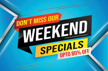 	
Weekend Special sale tag. Banner design template for marketing. Special offer promotion retail. background banner modern graphic design for advertising store shop, online store, website, landing pag