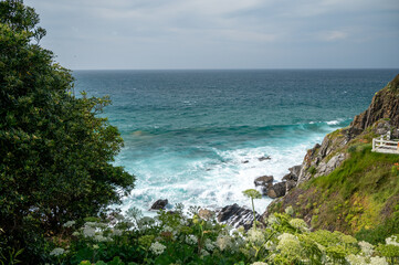 Naklejka premium Storm in Atlantic ocean bay in Bakio, small touristic village near Bilbao, Basque Country, Spain