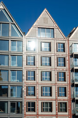 Colorful facades and buildings in old central part of Gdansk city, Poland