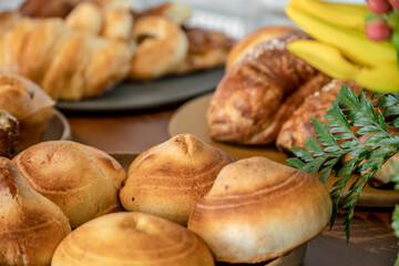 Typical colombian food, breakfast, dinner and dessert buffet