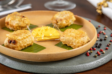 Typical colombian food, ripe banana cylinders