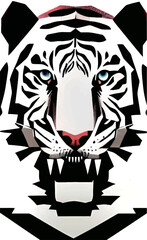 Tiger Head Flat Vector Illustration - 530696930