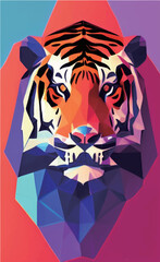 Tiger Head Flat Vector Illustration - 530696970