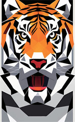 Tiger Head Flat Vector Illustration