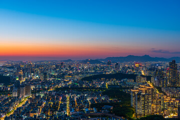 Fototapeta na wymiar Seoul south korea landscape and sunset sky