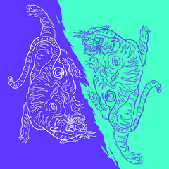 tiger head face roaring logo vector icon template illustration