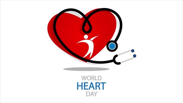 World heart day phonendoscope, art video illustration.