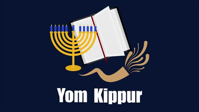 Yom kippur book candlestick horn, art video illustration.